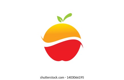 Lemon and apple fruit fresh logo vector
