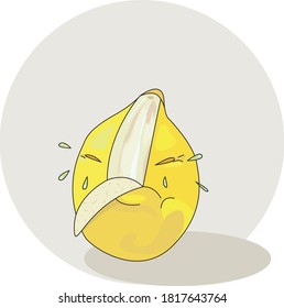 Ilustración vectorial de arte limón. Ojos cerrados, emoción facial
