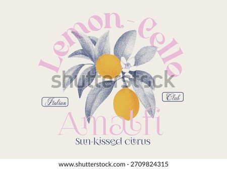 Lemon artwork for vintage grunge effects. Amalfi citrus graphics in vector. summer fruit food prints. women's girl's tee shirt tops sweatshirt use this print