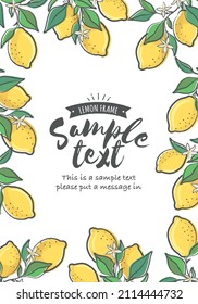 Lemon background frame (white background) Vertical