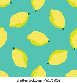 Lemon background. Seamless pattern with lemons. Summer fruits