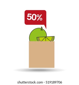 lemon bag filled fruit offer design vector illustration eps 10