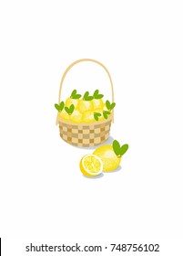 Lemon in a basket on a white background