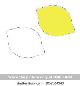 Lemon to be traced only of one line, the tracing educational game to preschool kids with easy game level, the colorful and colorless version.