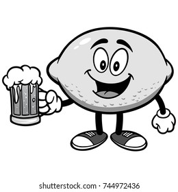 Lemon with Beer Illustration
