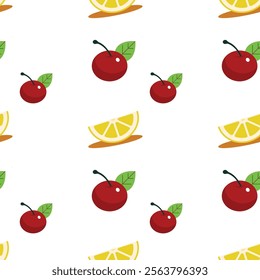 lemon and berries pattern seamless background fruit