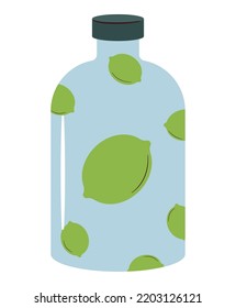 lemon beverage bottle over white