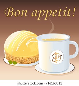Lemon biscuit with a cup of coffee and milk