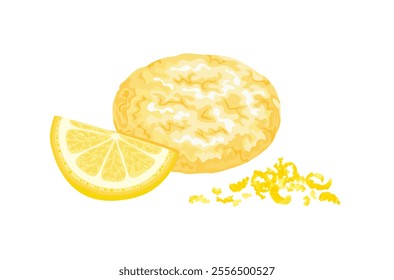 Lemon biscuit isolated on white background. Vector cartoon flat illustration. Sweet cookie icon.