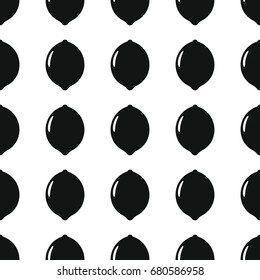 Lemon black simple silhouette vector seamless pattern. Black fruit stylish texture. Repeating lemon fruit seamless pattern background