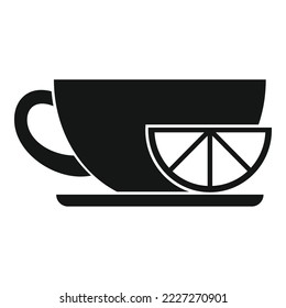 Lemon black tea cup icon simple vector. Hot drink. Herbal water