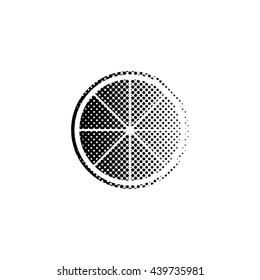 lemon - black vector icon;  halftone illustration