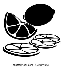 
Lemon. Black and white silhouette.
