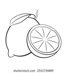 Lemon, Black and White stylized, Vector Illustration	
