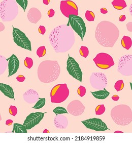 Lemon blooms vector seamless pattern on beige background