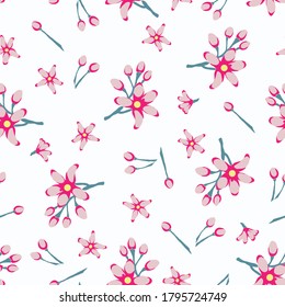 Lemon Blossom Flowers Vector Seamless Pattern