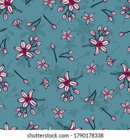 Lemon Blossoms Flowers Vector Seamless Pattern