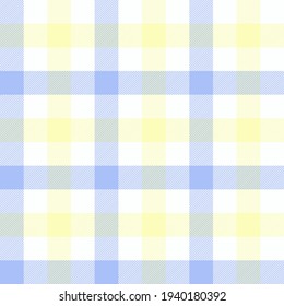 Lemon and blue grid gingham. Seamless vector plaid pattern suitable for fashion or interiors.