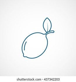 Lemon Blue Line Icon On White Background