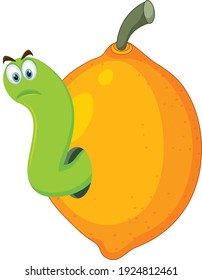 Lemon bookworm cartoon vector art and illustration
