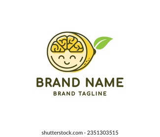 Logo de Lemon Brain. combinación de un limón con cerebro. diseño de plantilla de logotipo de fruta. diseño de concepto educativo.