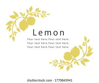 Lemon branch frame composition. Vector illustration.
