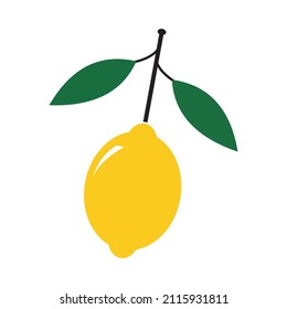 Lemon with a branch vector illustration 