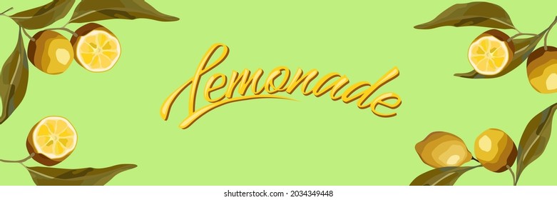 Lemon branches. For the lemonade label, summer design, fresh design.	