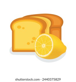 Lemon Bread icon vector isolated on a white background. Sweet delicious bread with fresh lemon vector illustration. Lemon Bread loaf graphic design element