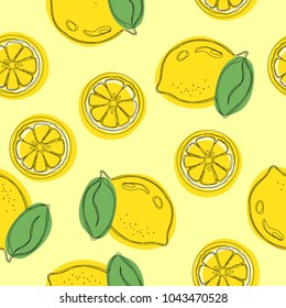 Lemon bright seamless vector pattern.