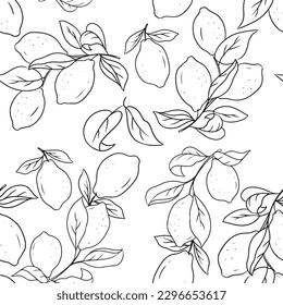 Lemon Brunch Sketch Background Seamless