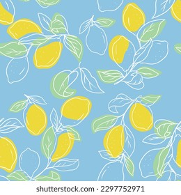 Lemon Brunch Sketch Background Seamless