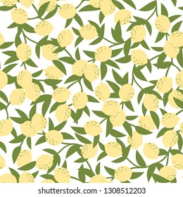 Lemon brunches seamless pattern. Vector illustration.