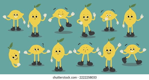 lemon buddy character cute collection 1, vector illustration