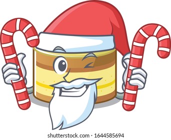 Lemon cake Cartoon character wearing Santa costume bringing a candy