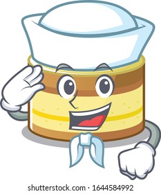 Lemon cake cartoon concept Sailor wearing hat
