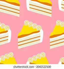 lemon cake food vector seamless pattern