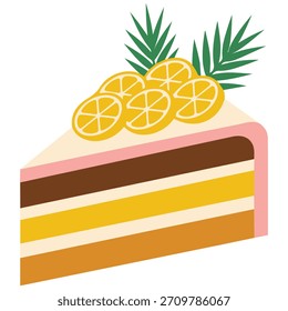 Zitronenkuchen, einzelne Vektorgrafik auf weißem Hintergrund