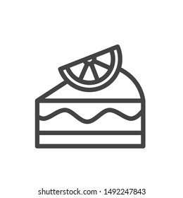 Lemon cake minimal icon isolated. Modern outline on white background
