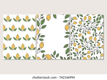 Lemon cards and vector background