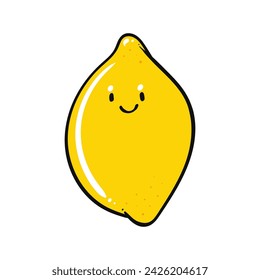 Lemon cartoon. Lemon cartoon character design. Lemon on white background. for poster, banner, web, icon, mascot, background. Hand drawn. Healthy vegetarian food. Vector illustration