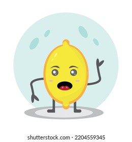 lemon cartoon character mascot juicy natural  cute expression vector illustration