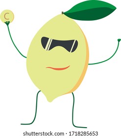 Lemon cartoon character. Vector illustration.