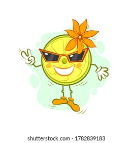 Lemon cartoon character. Vector. Isolated background.