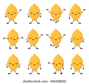Lemon cartoon characters with different expressions and poses.