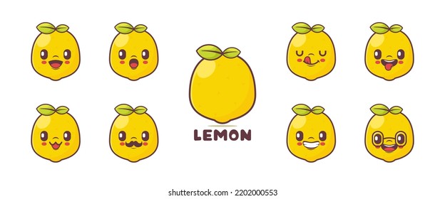 Lemon cartoon. fruit vector illustration. icon, expression.