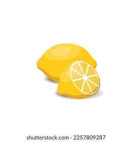 Lemon cartoon fruit. Vegan organic eco product. vector illustration.