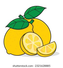 lemon. lemon cartoon icon vector design illustration wallpaper.lemon with leaf. yellow lemon 