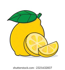 limón. icono de limón cartoon gráfico vectorial ilustración wallpaper.lemon con hoja. limón amarillo 