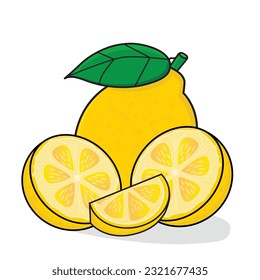 limón. icono de limón cartoon gráfico vectorial ilustración wallpaper.lemon con hoja. limón amarillo 
